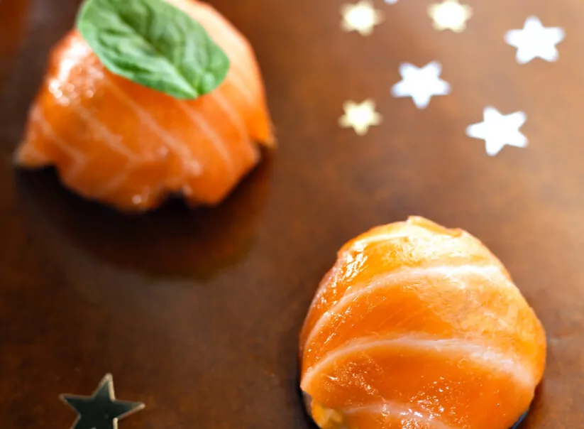 Receta de bombones de salmón ahumado para navidad